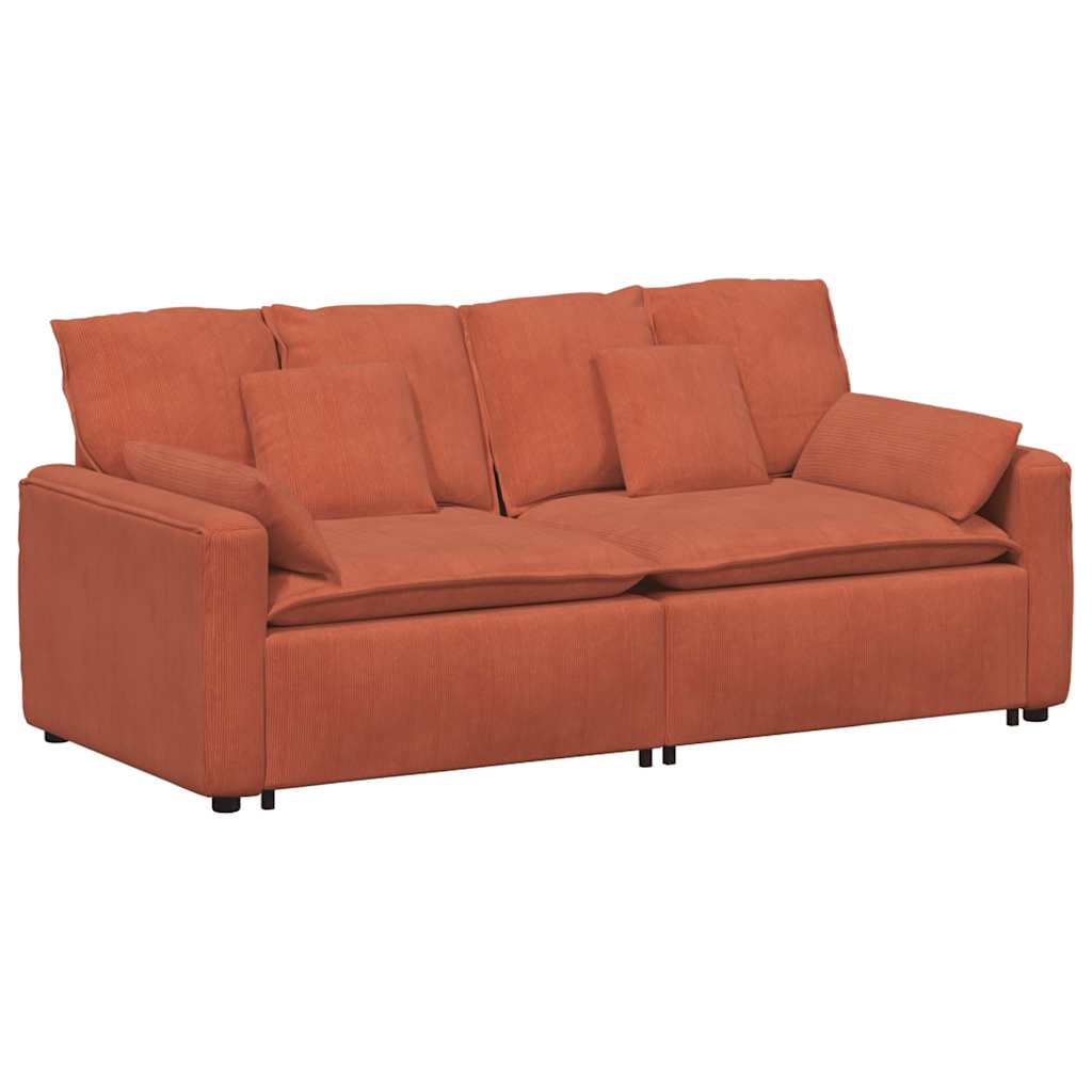 Modulares Sofa mit Kissen Rot Orange