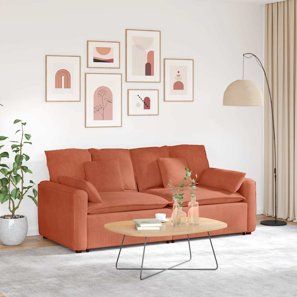 Modulares Sofa mit Kissen Rot Orange