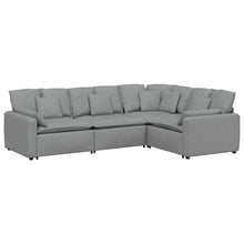 Modulares Sofa mit Kissen Stoff Hellgrau
