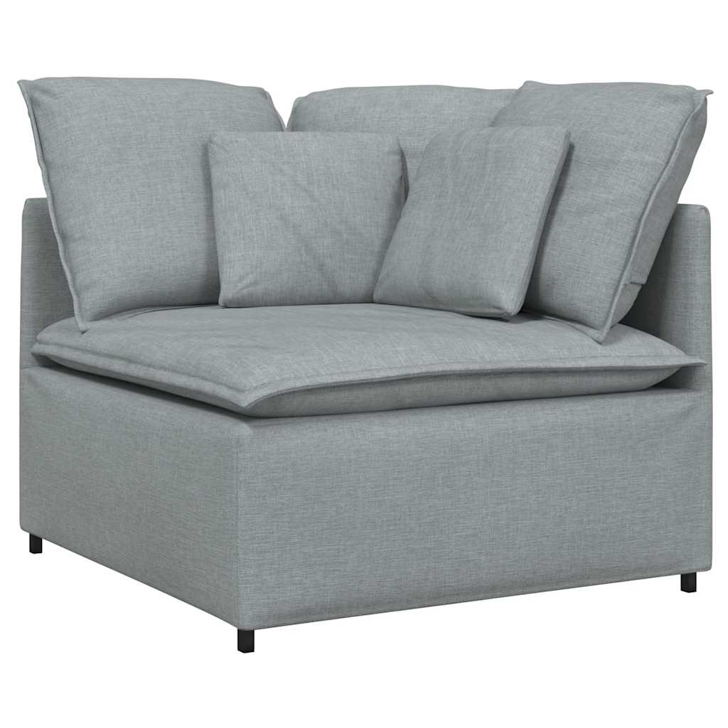 Modulares Sofa mit Kissen Stoff Hellgrau