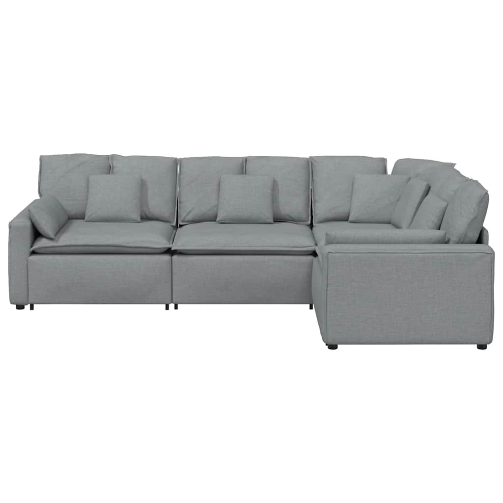 Modulares Sofa mit Kissen Stoff Hellgrau
