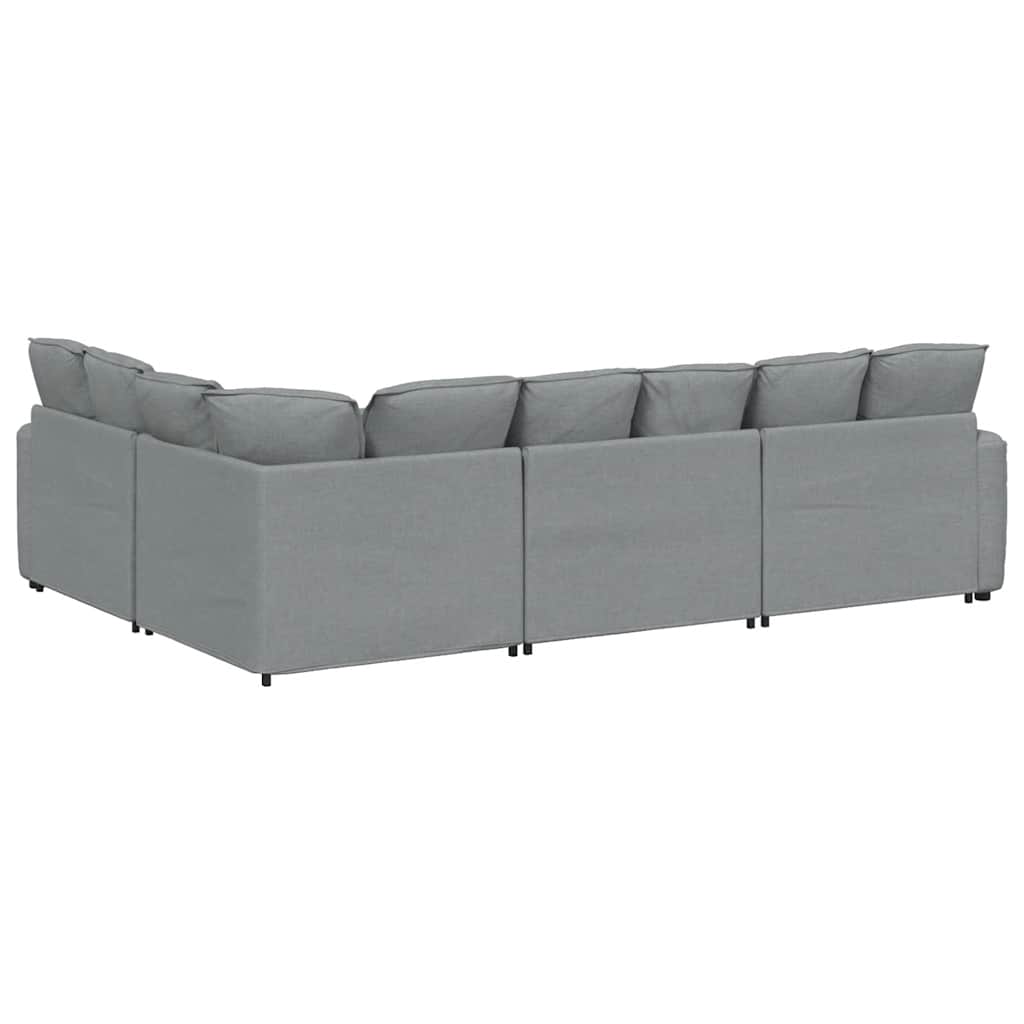 Modulares Sofa mit Kissen Stoff Hellgrau