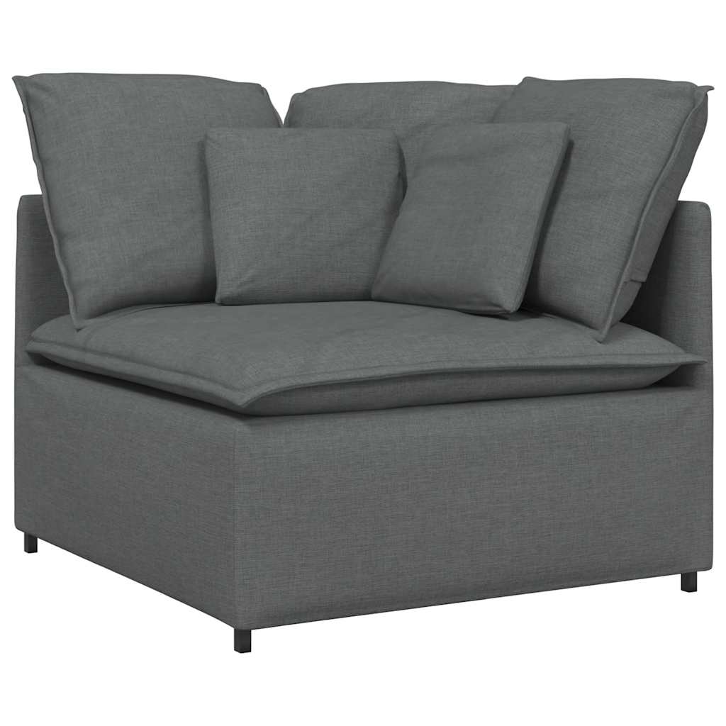 Modulares Sofa mit Kissen Stoff Dunkelgrau