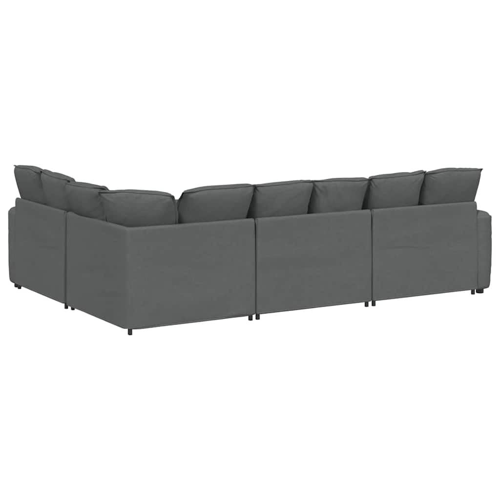Modulares Sofa mit Kissen Stoff Dunkelgrau