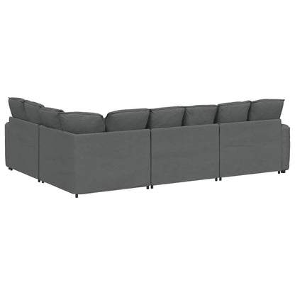 Modulares Sofa mit Kissen Stoff Dunkelgrau