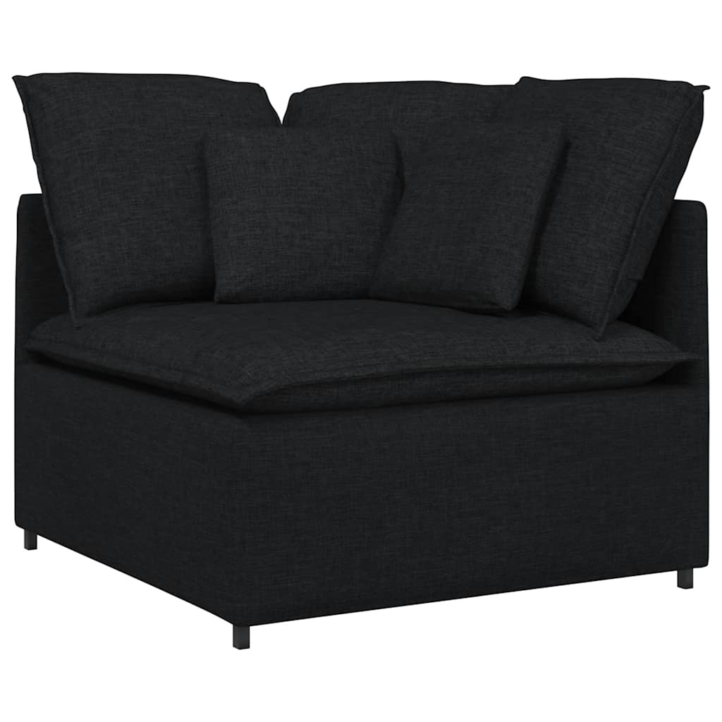 Modulares Sofa mit Kissen Stoff Schwarz