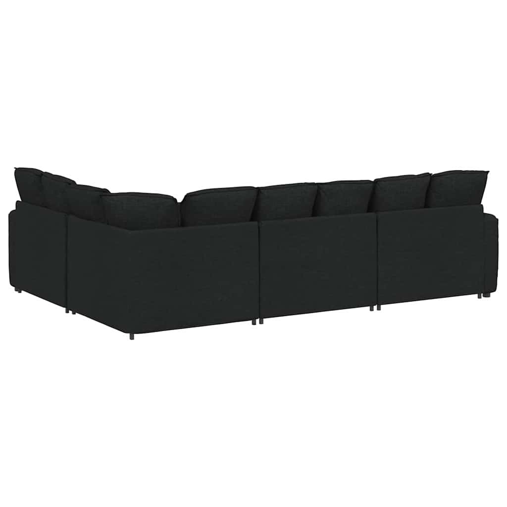 Modulares Sofa mit Kissen Stoff Schwarz
