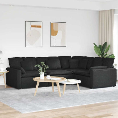 Modulares Sofa mit Kissen Stoff Schwarz