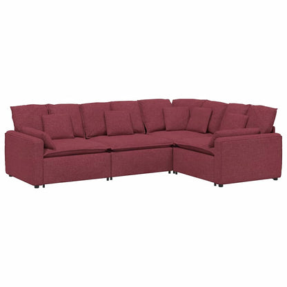 Modulares Sofa mit Kissen Stoff Weinrot