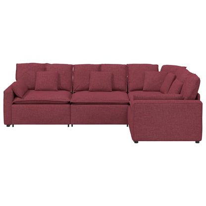 Modulares Sofa mit Kissen Stoff Weinrot