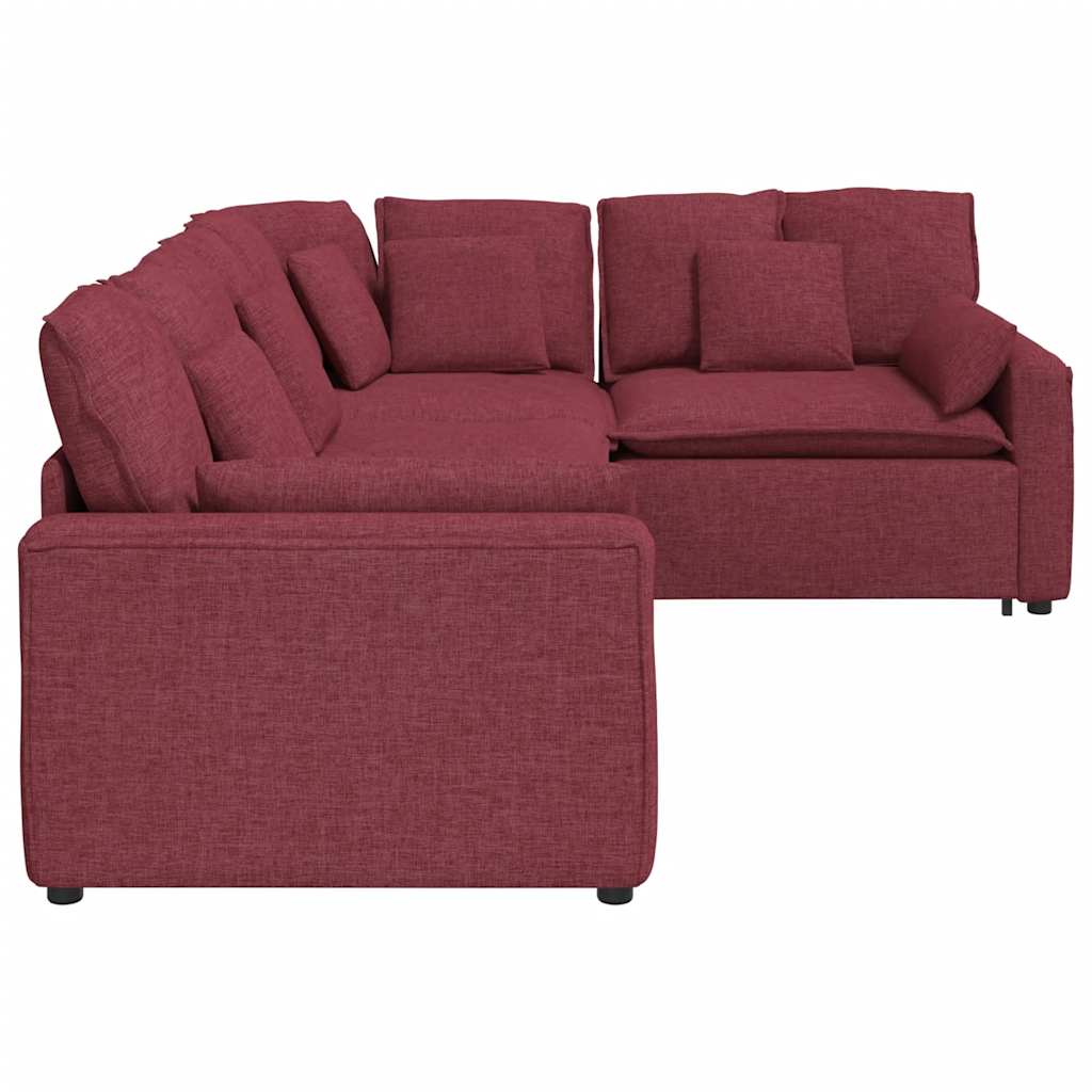 Modulares Sofa mit Kissen Stoff Weinrot
