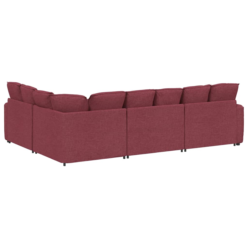 Modulares Sofa mit Kissen Stoff Weinrot
