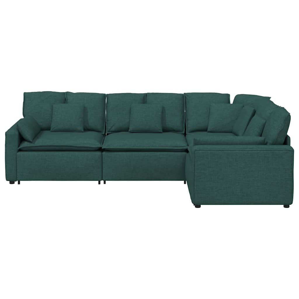 Modulares Sofa mit Kissen Stoff Dunkelgrün