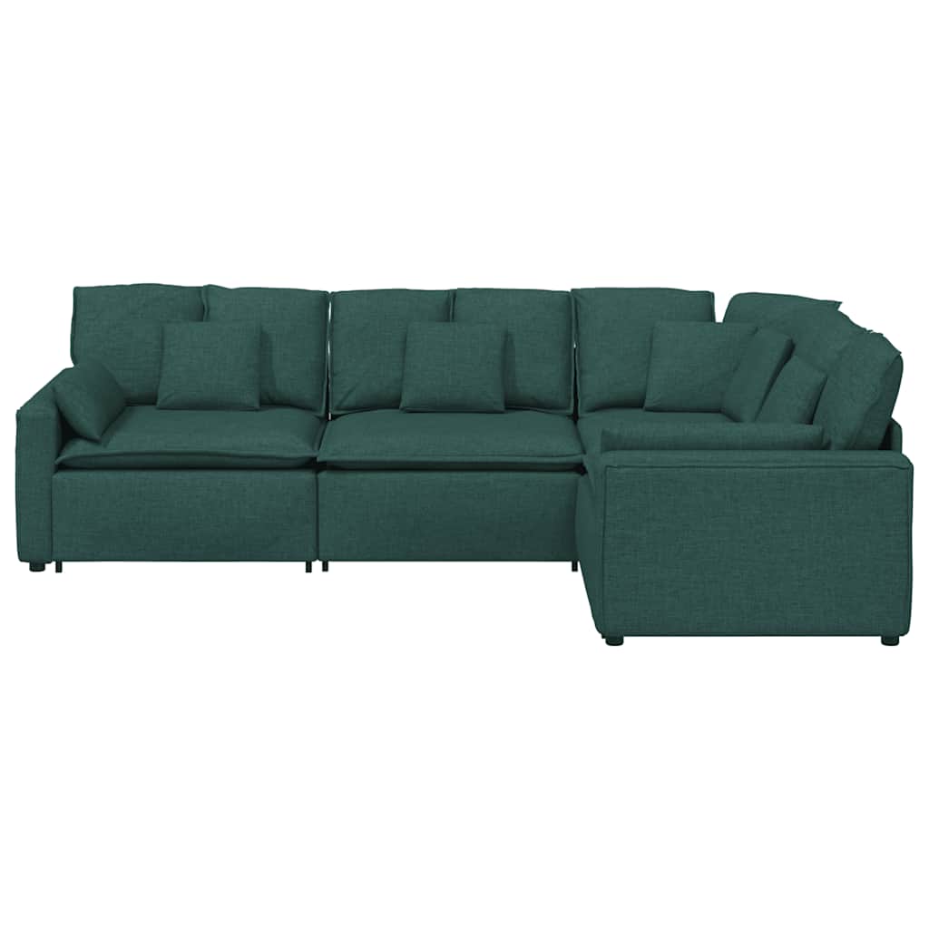 Modulares Sofa mit Kissen Stoff Dunkelgrün