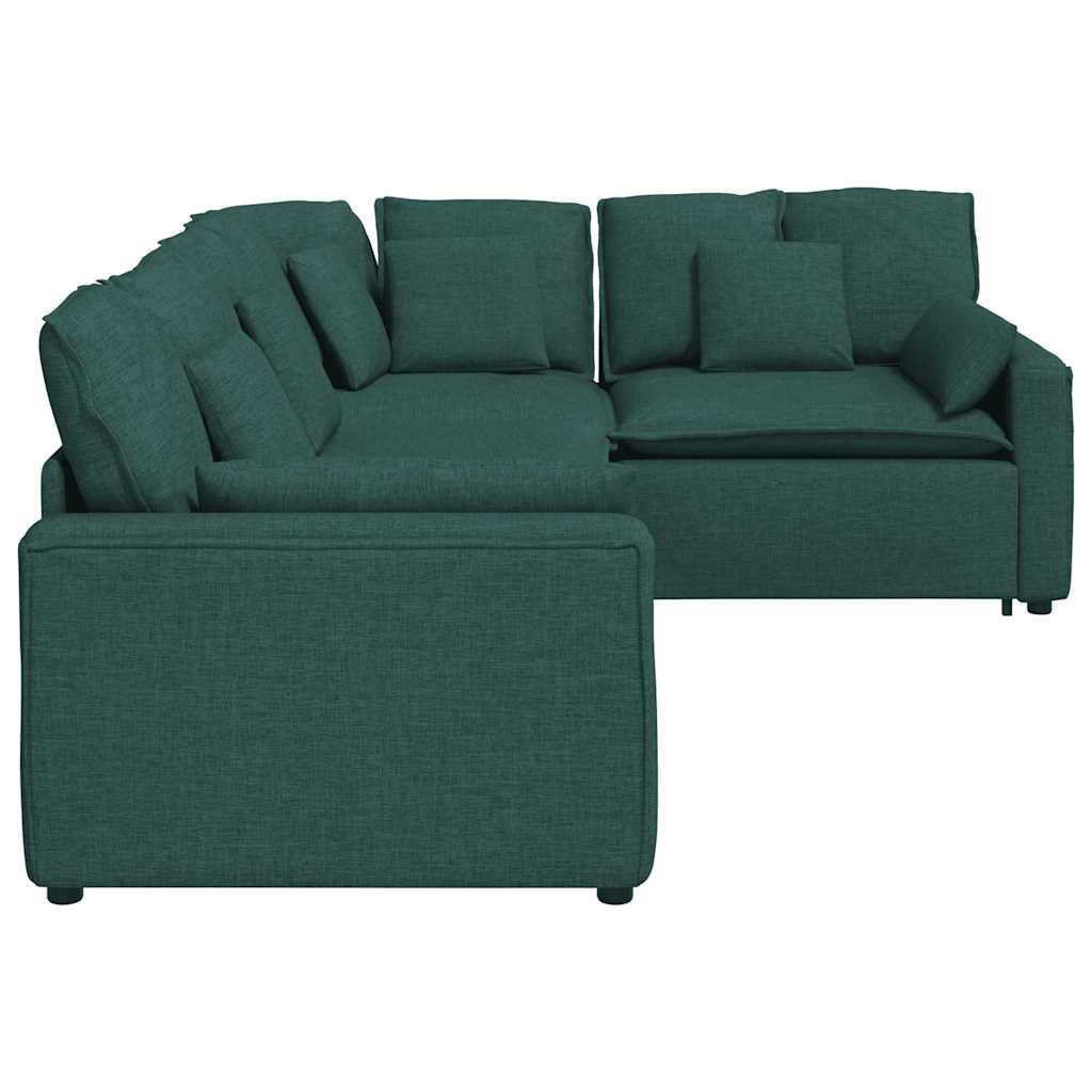 Modulares Sofa mit Kissen Stoff Dunkelgrün