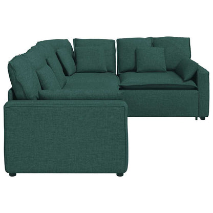 Modulares Sofa mit Kissen Stoff Dunkelgrün