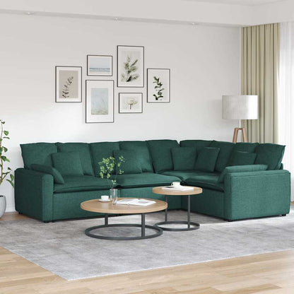 Modulares Sofa mit Kissen Stoff Dunkelgrün