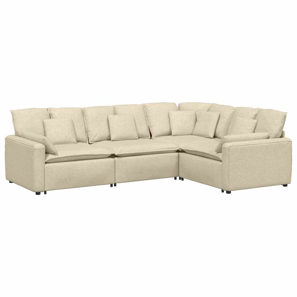 Modulares Sofa mit Kissen Stoff Creme