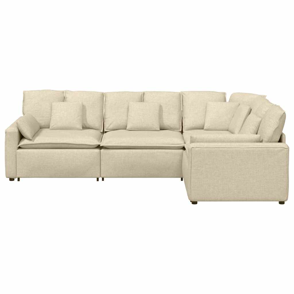 Modulares Sofa mit Kissen Stoff Creme