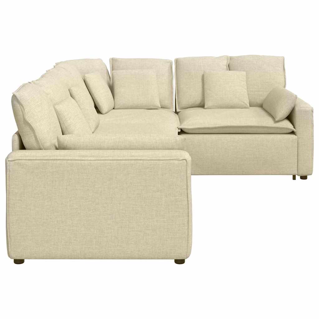 Modulares Sofa mit Kissen Stoff Creme