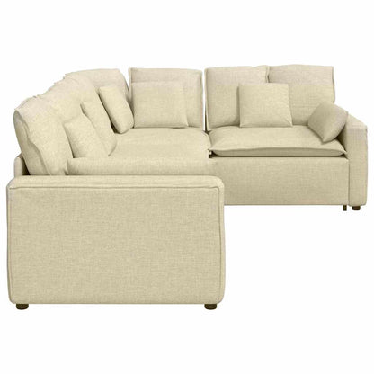Modulares Sofa mit Kissen Stoff Creme