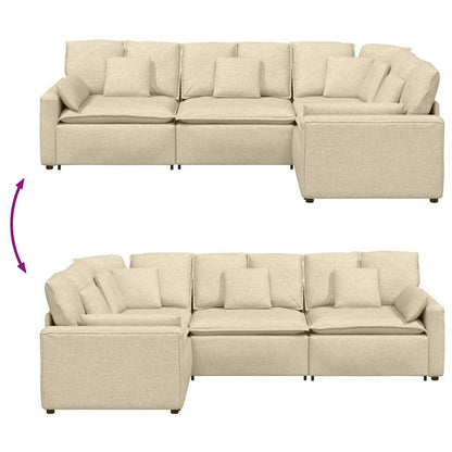 Modulares Sofa mit Kissen Stoff Creme