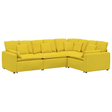 Modulares Sofa mit Kissen Stoff Hellgelb