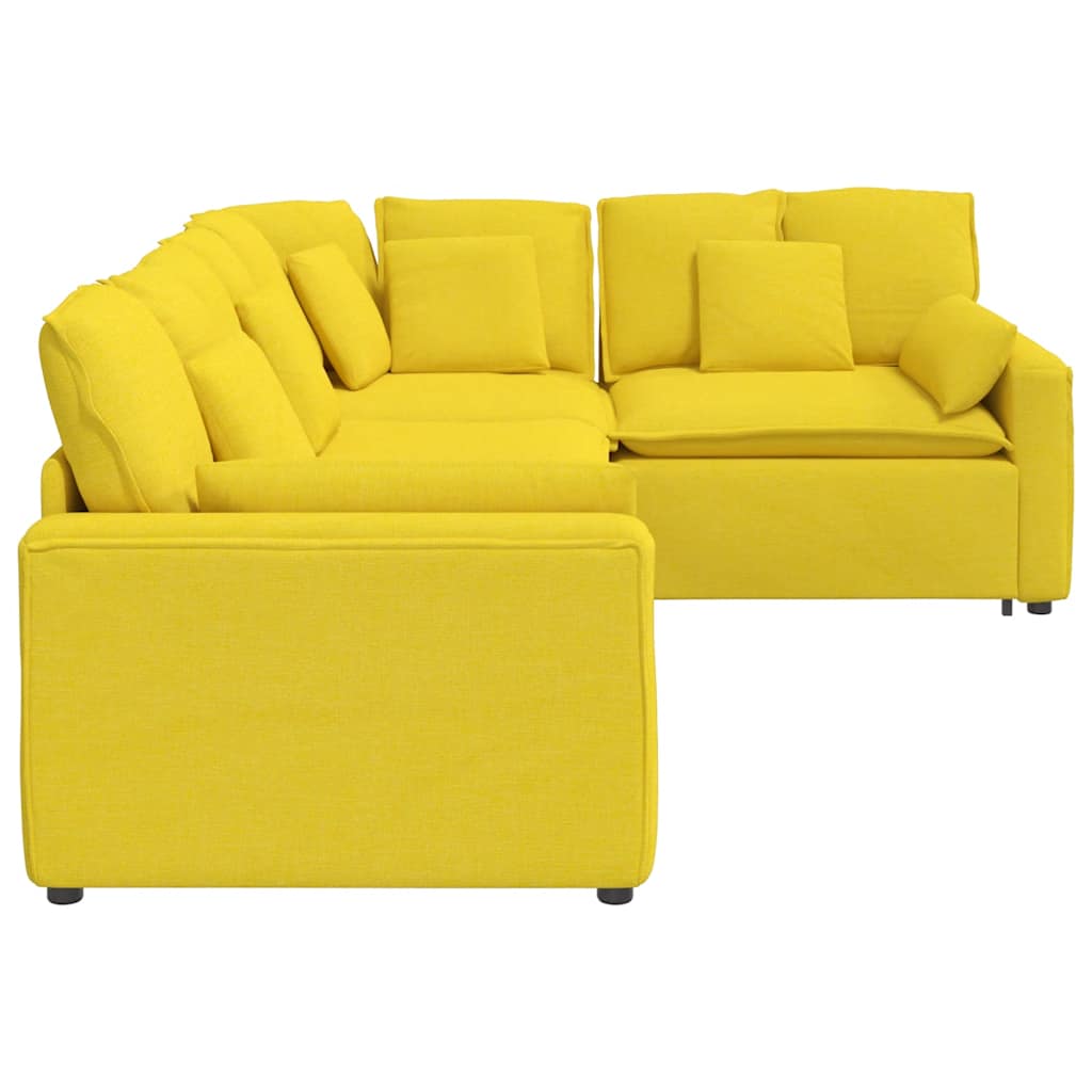 Modulares Sofa mit Kissen Stoff Hellgelb