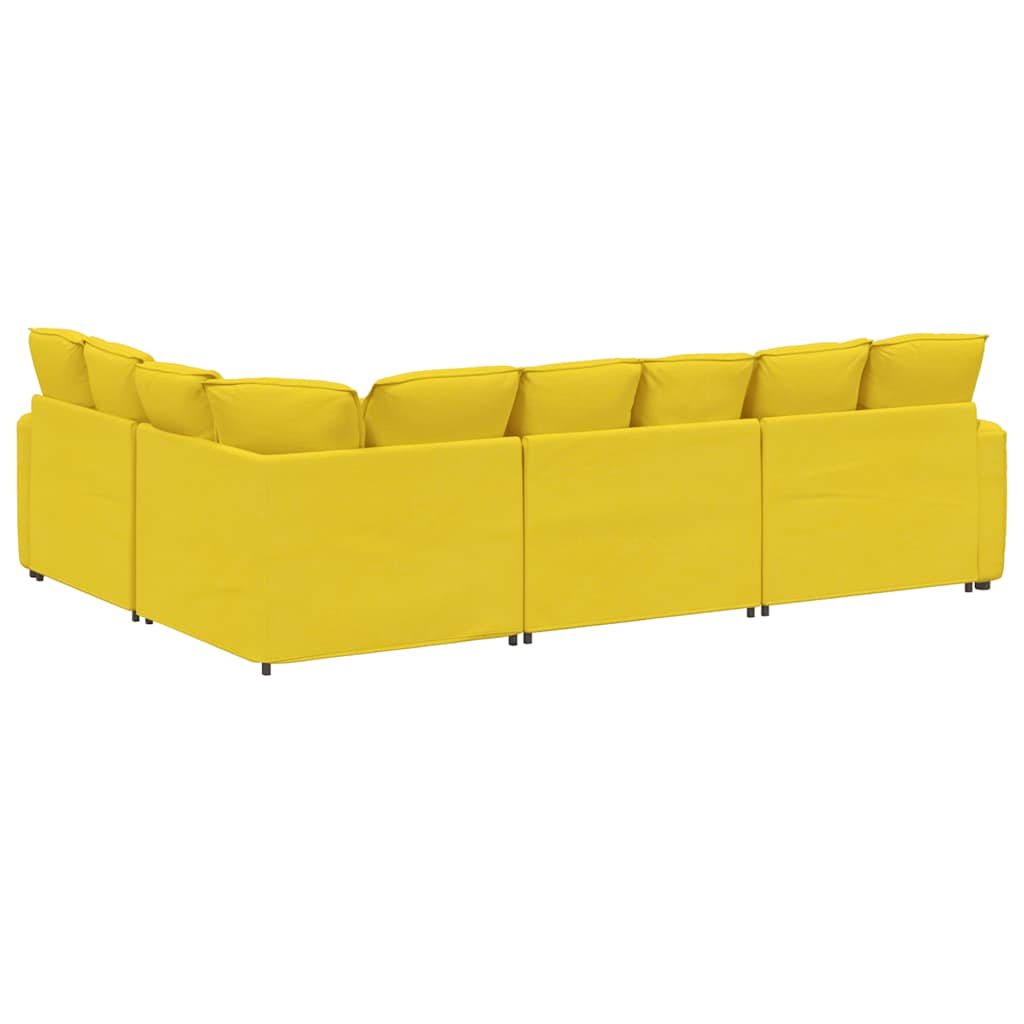 Modulares Sofa mit Kissen Stoff Hellgelb