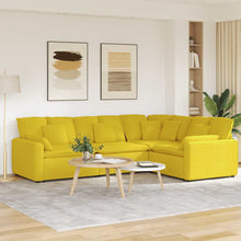 Modulares Sofa mit Kissen Stoff Hellgelb