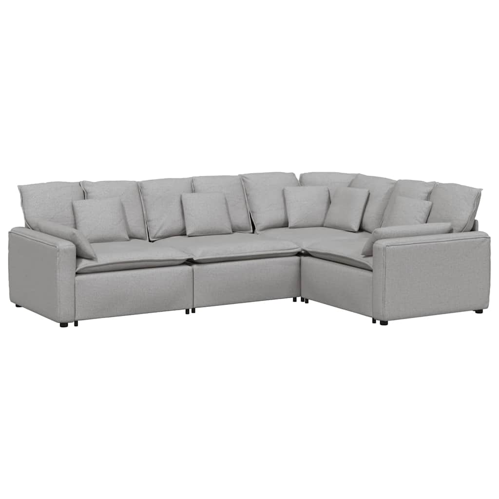 Modulares Sofa mit Kissen Stoff Wolkengrau