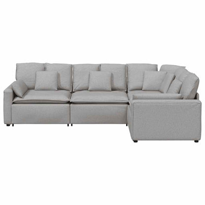 Modulares Sofa mit Kissen Stoff Wolkengrau
