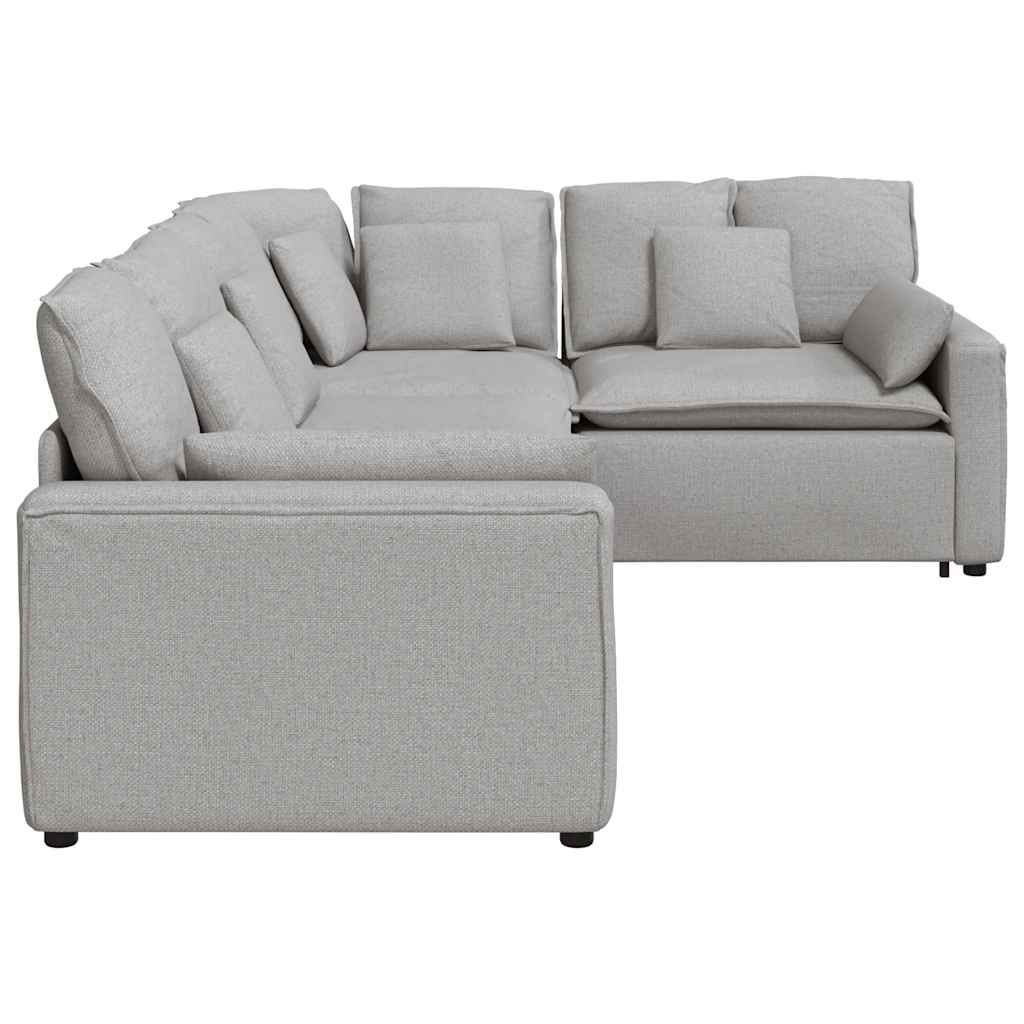 Modulares Sofa mit Kissen Stoff Wolkengrau