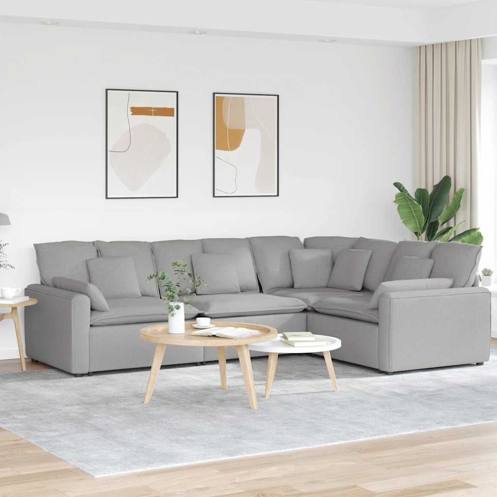 Modulares Sofa mit Kissen Stoff Wolkengrau