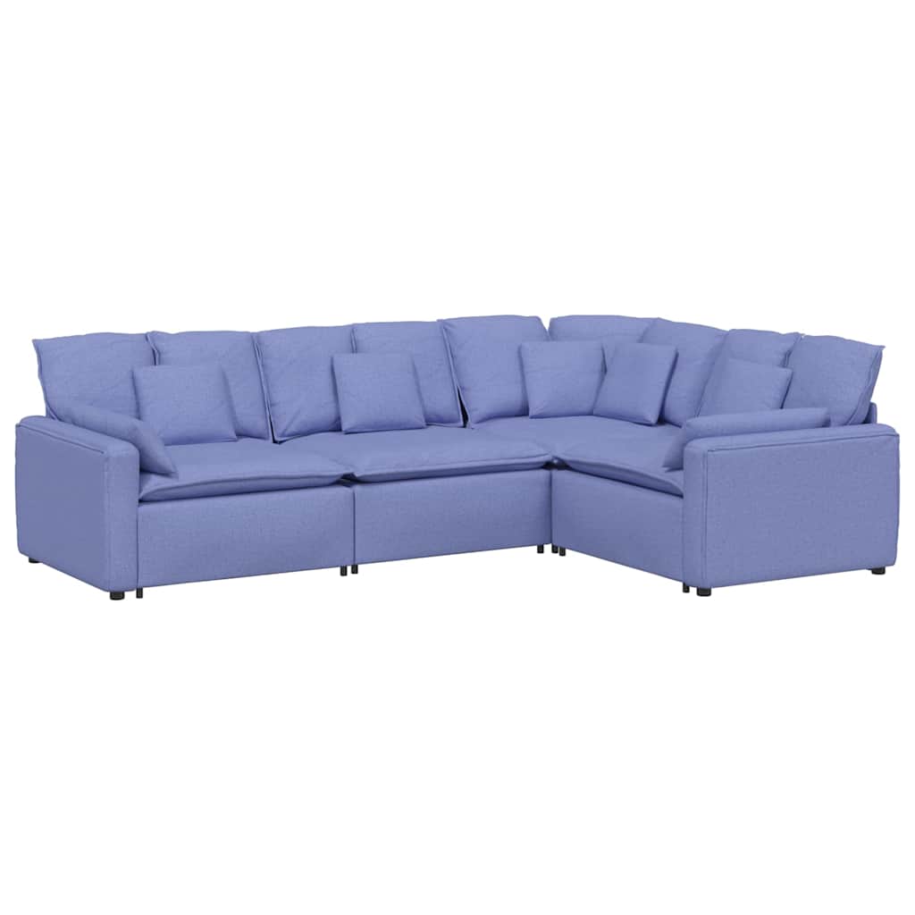 Modulares Sofa mit Kissen Stoff Jeansblau