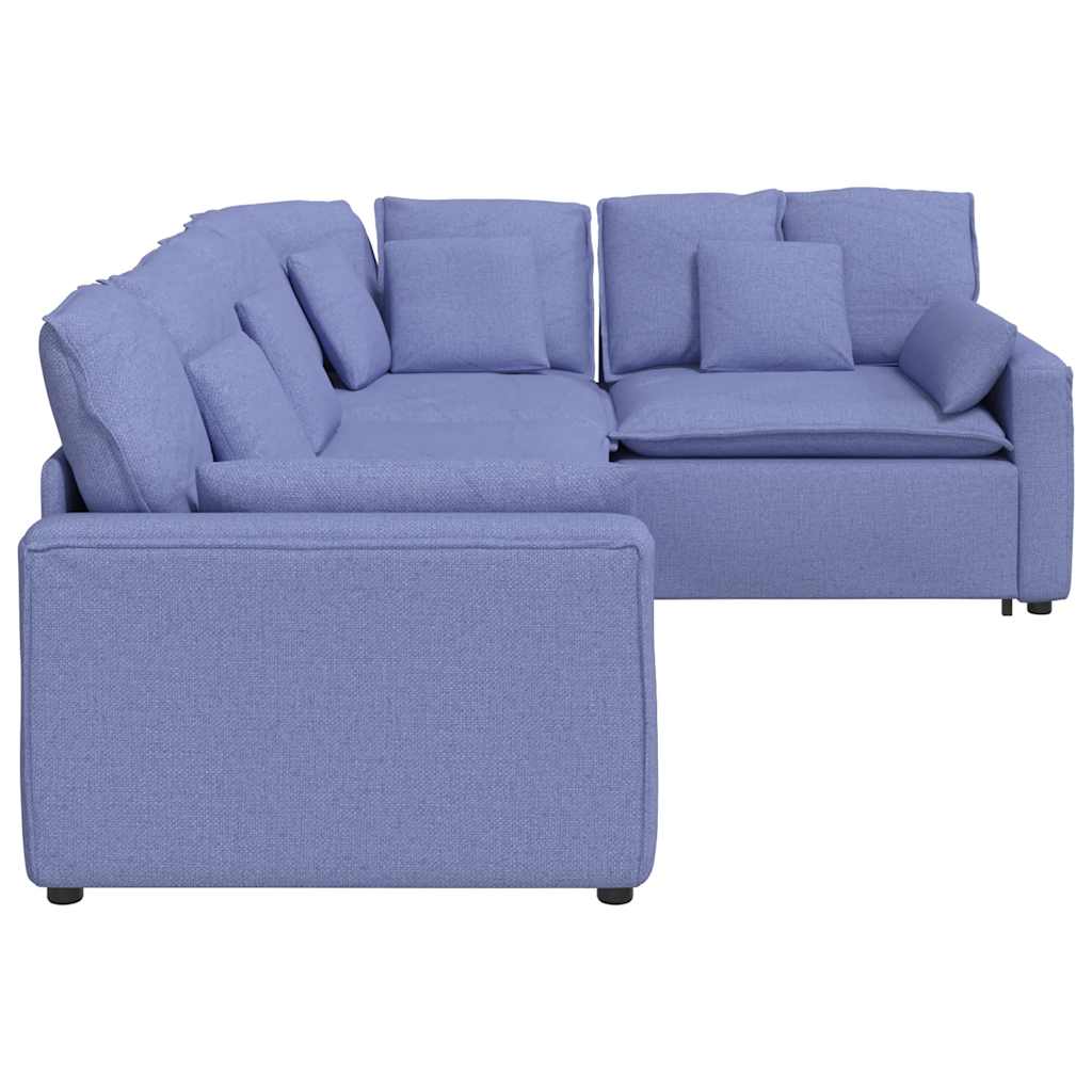 Modulares Sofa mit Kissen Stoff Jeansblau