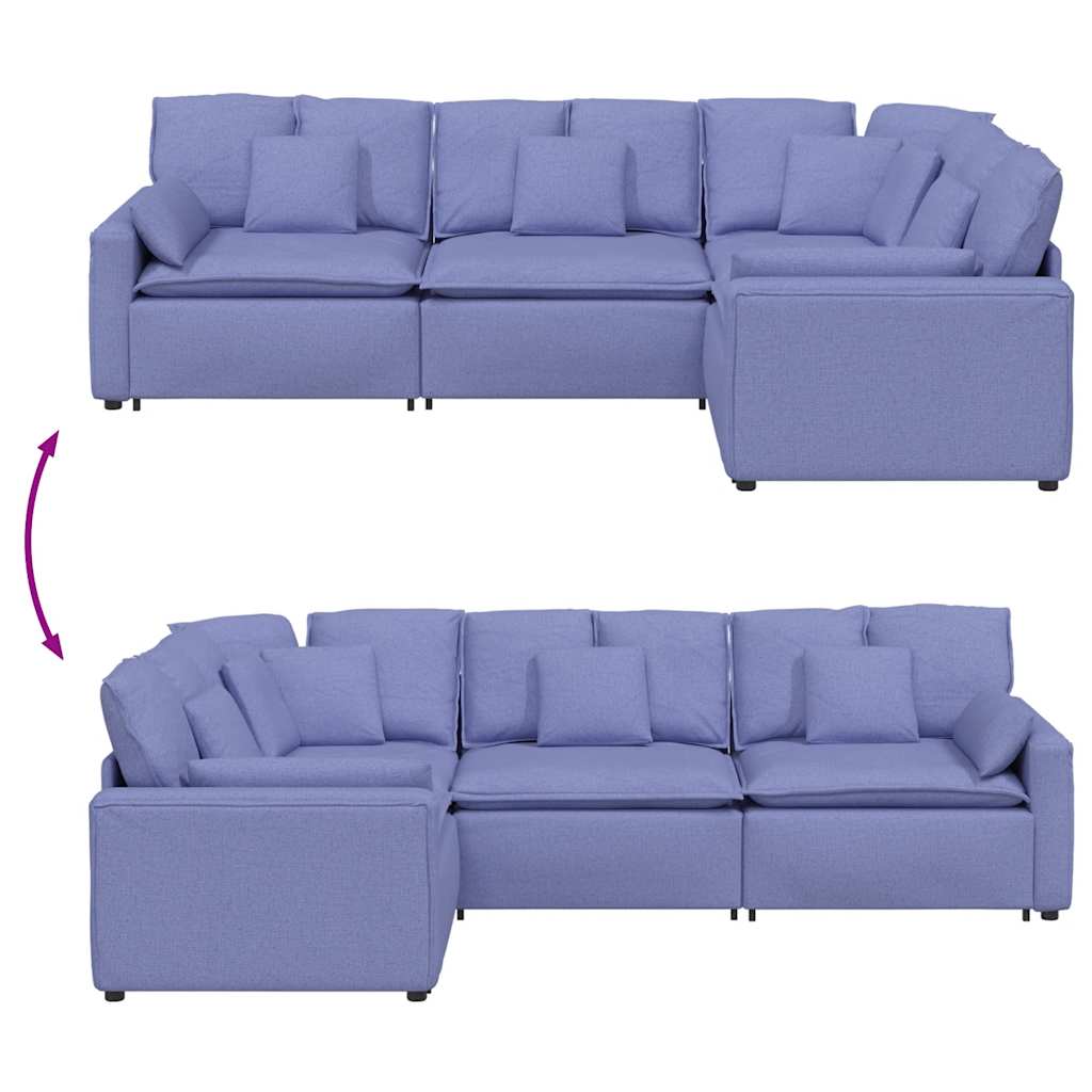 Modulares Sofa mit Kissen Stoff Jeansblau