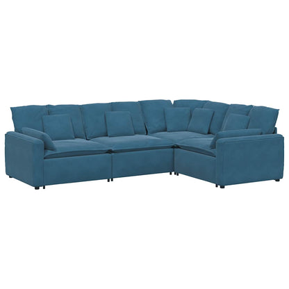 Modulares Sofa mit Kissen Samt Blau