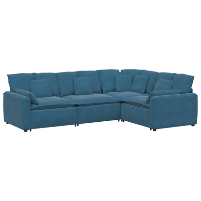Modulares Sofa mit Kissen Samt Blau