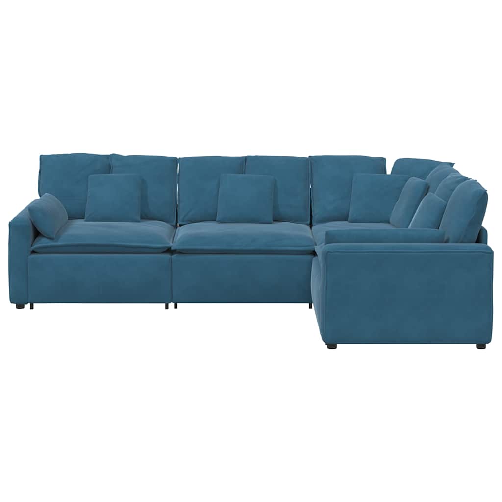 Modulares Sofa mit Kissen Samt Blau
