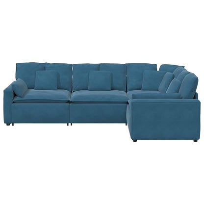 Modulares Sofa mit Kissen Samt Blau