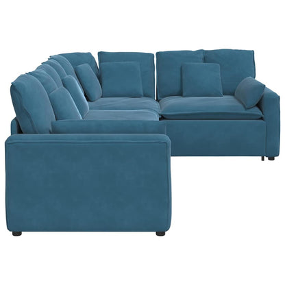 Modulares Sofa mit Kissen Samt Blau