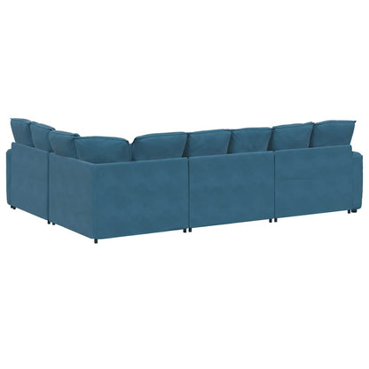 Modulares Sofa mit Kissen Samt Blau