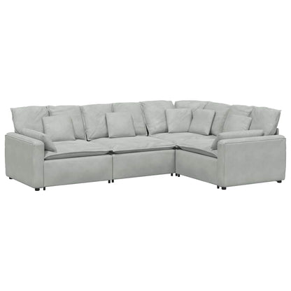 Modulares Sofa mit Kissen Samt Hellgrau