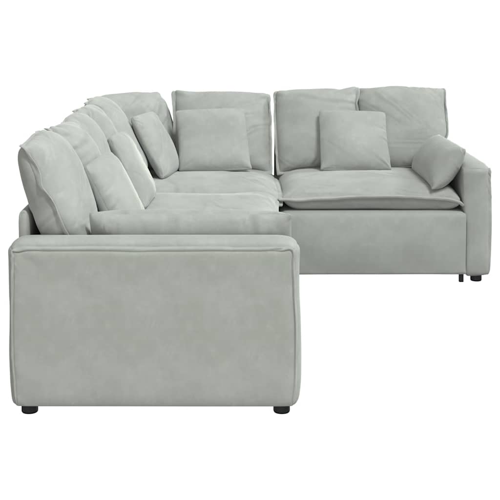 Modulares Sofa mit Kissen Samt Hellgrau