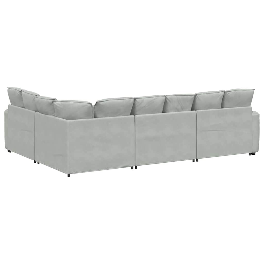 Modulares Sofa mit Kissen Samt Hellgrau
