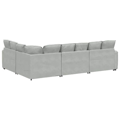Modulares Sofa mit Kissen Samt Hellgrau