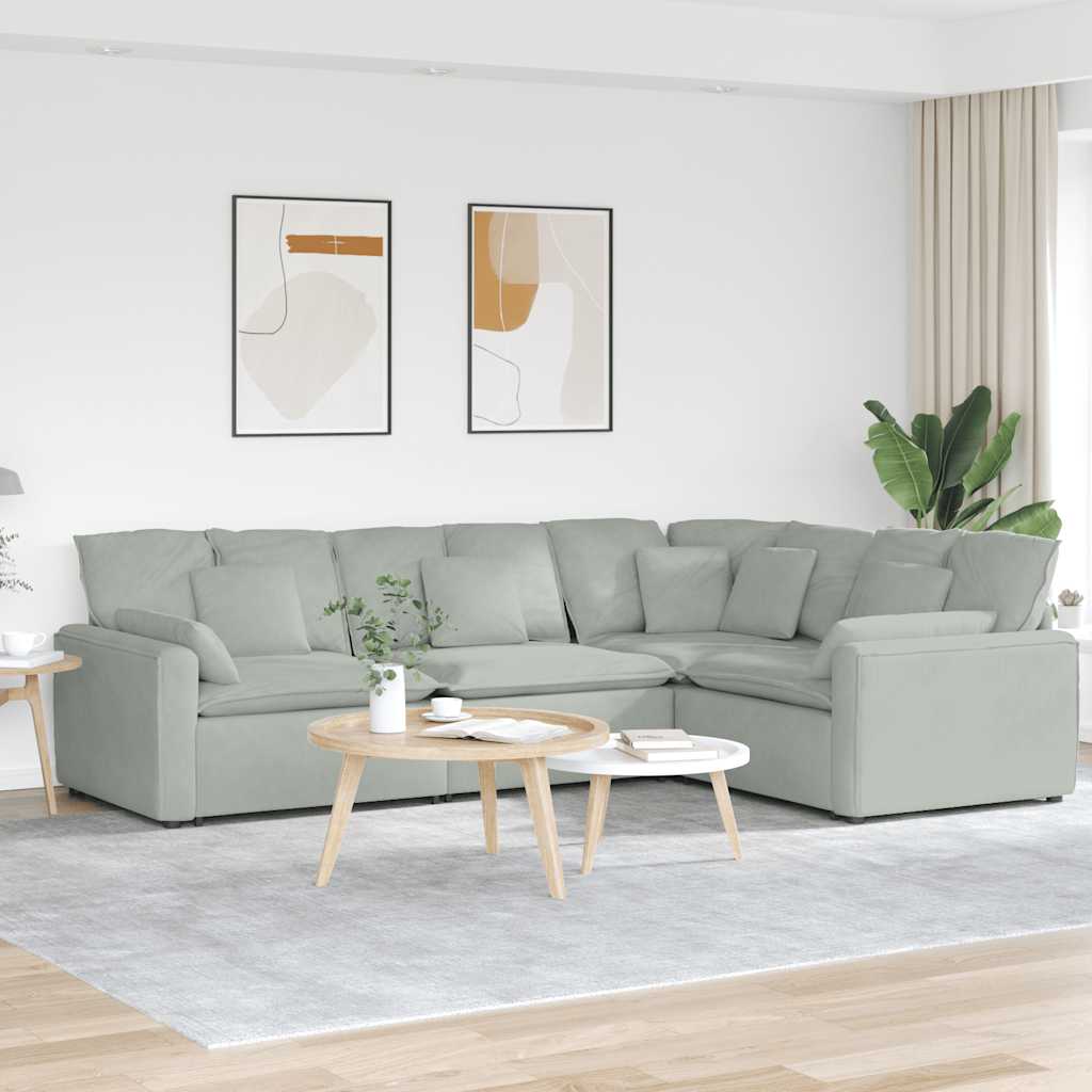 Modulares Sofa mit Kissen Samt Hellgrau