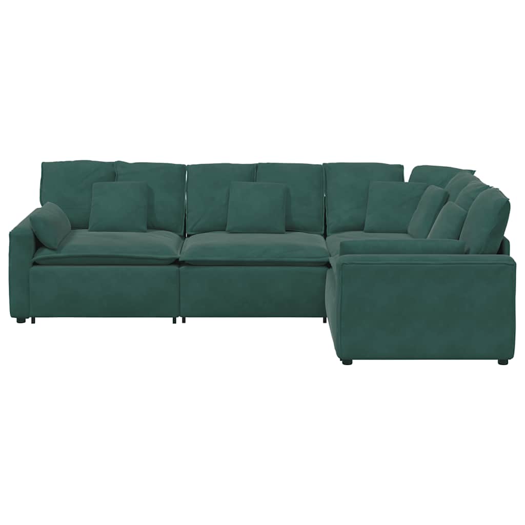 Modulares Sofa mit Kissen Samt Dunkelgrün