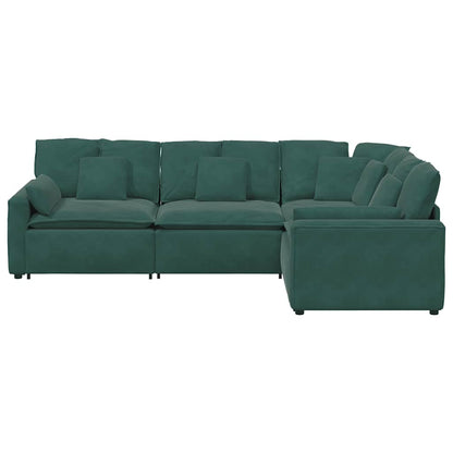 Modulares Sofa mit Kissen Samt Dunkelgrün